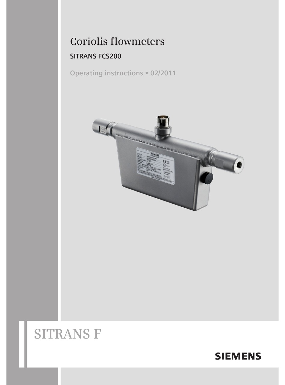 SIEMENS SITRANS F OPERATING INSTRUCTION Pdf Download | ManualsLib
