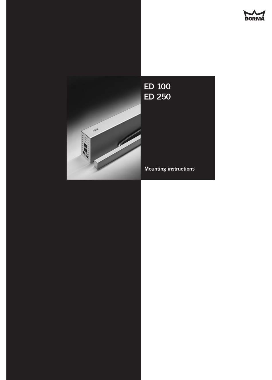 DORMA ED 100 MOUNTING INSTRUCTIONS Pdf Download | ManualsLib