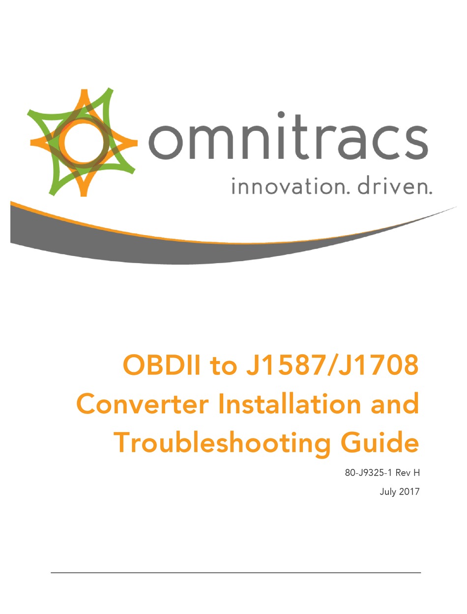 OMNITRACS OBDII TO J1587 INSTALLATION AND TROUBLESHOOTING MANUAL Pdf  Download | ManualsLib