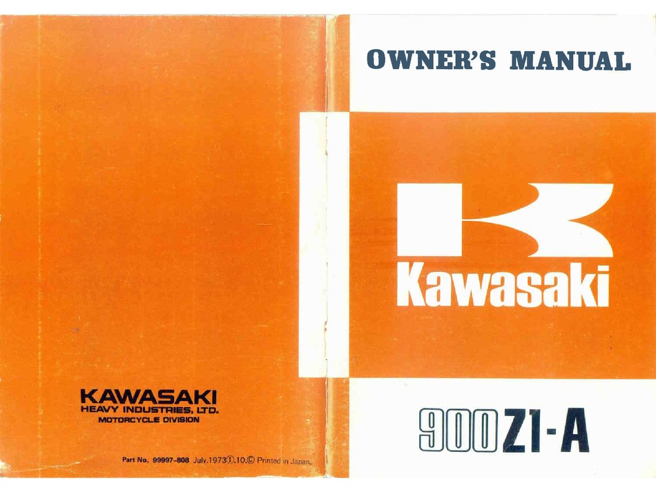 1974 KAWASAKI 900 Z1-A OWNER'S MANUAL 