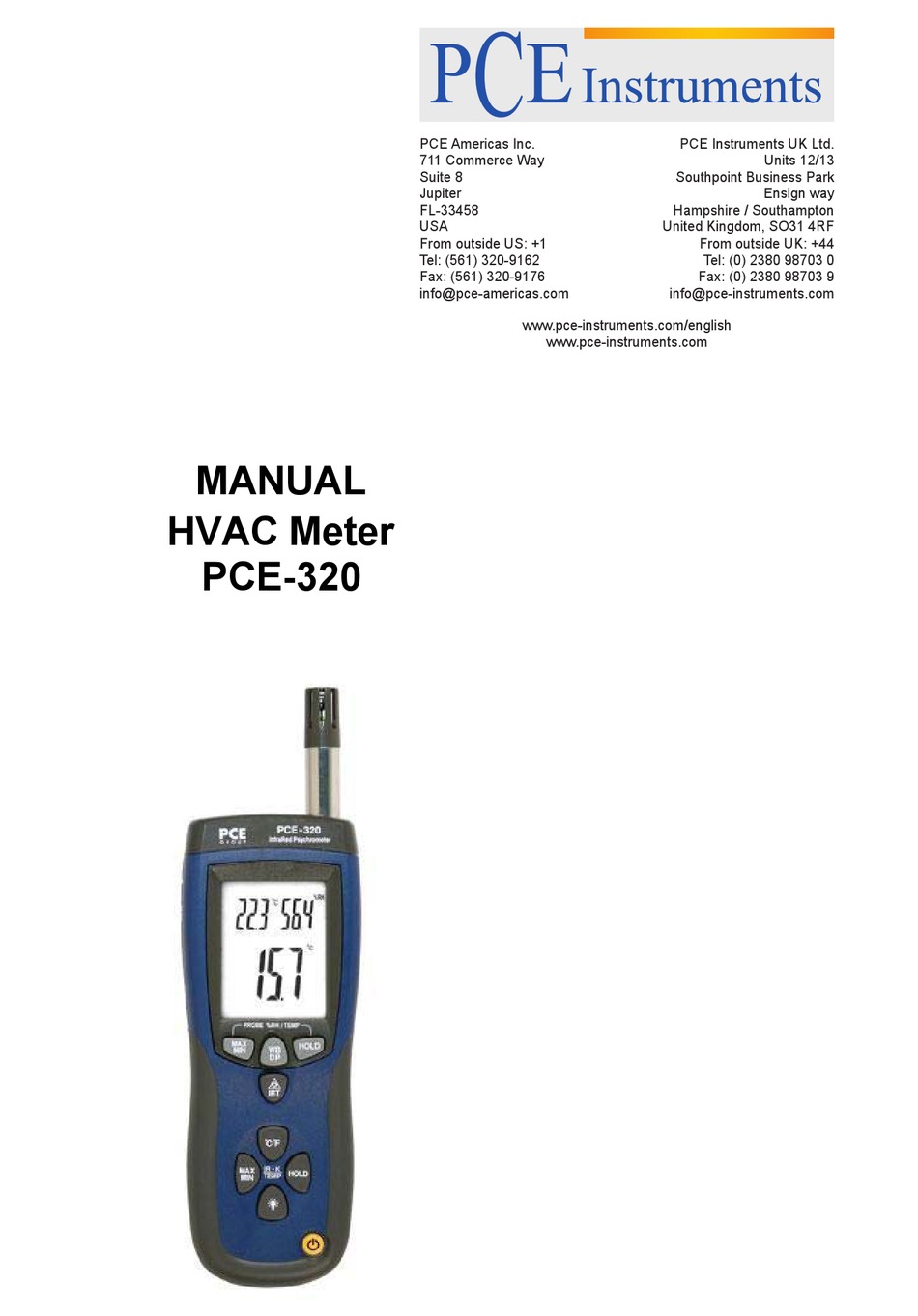 PCE INSTRUMENTS PCE-320 MANUAL Pdf Download | ManualsLib