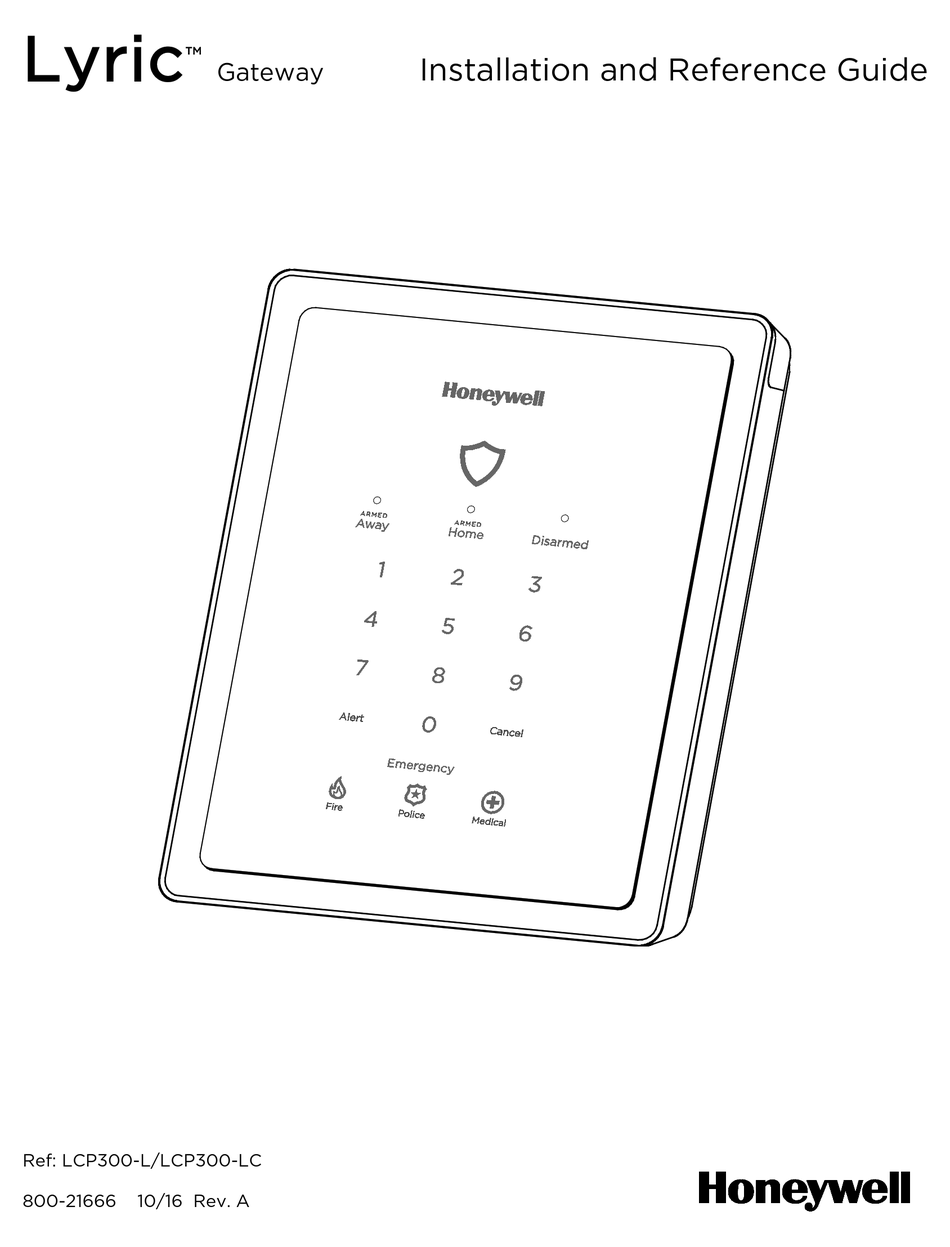 HONEYWELL LYRIC LCP300L INSTALLATION AND REFERENCE MANUAL Pdf Download
