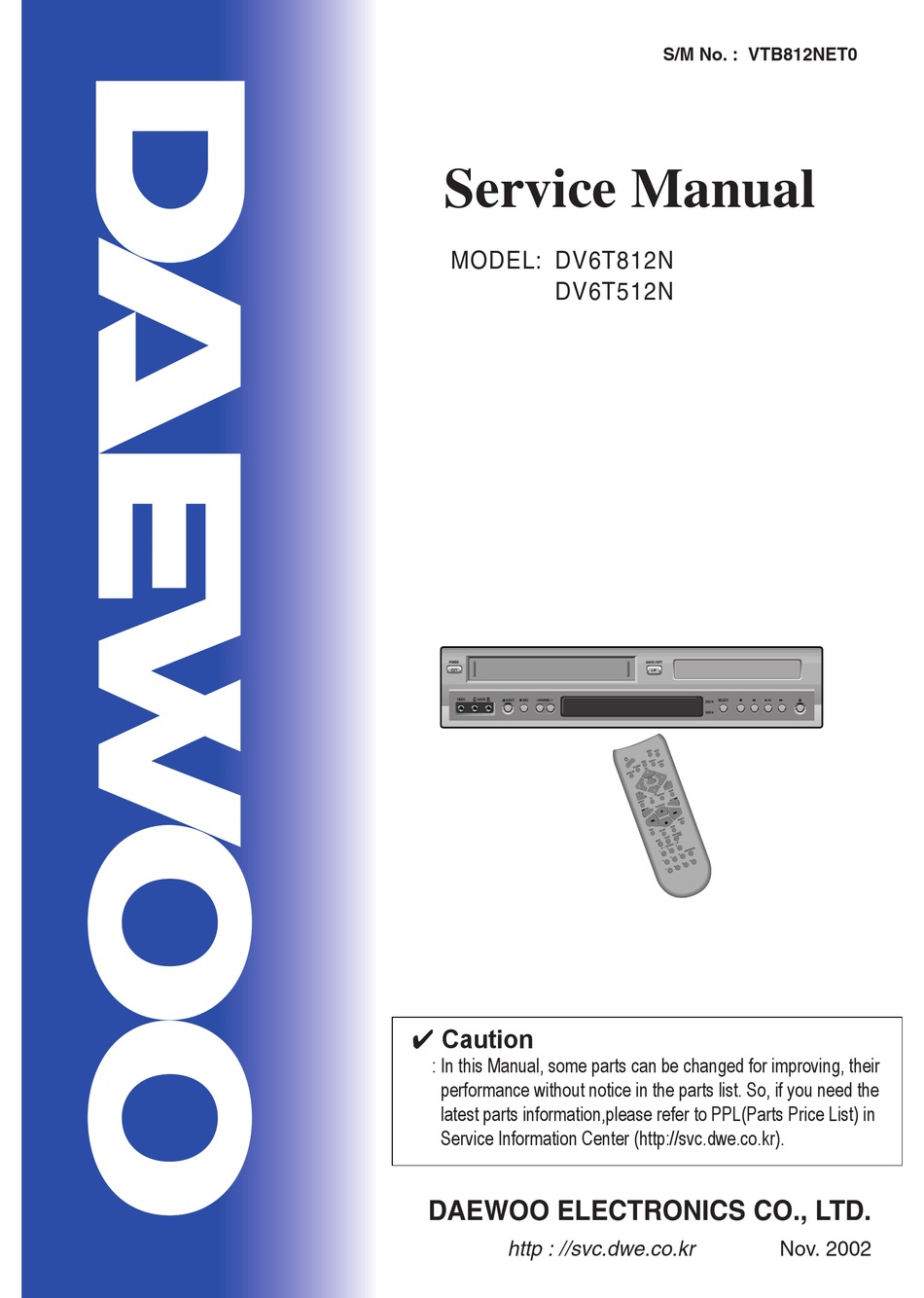 DAEWOO DV6T812N SERVICE MANUAL Pdf Download | ManualsLib