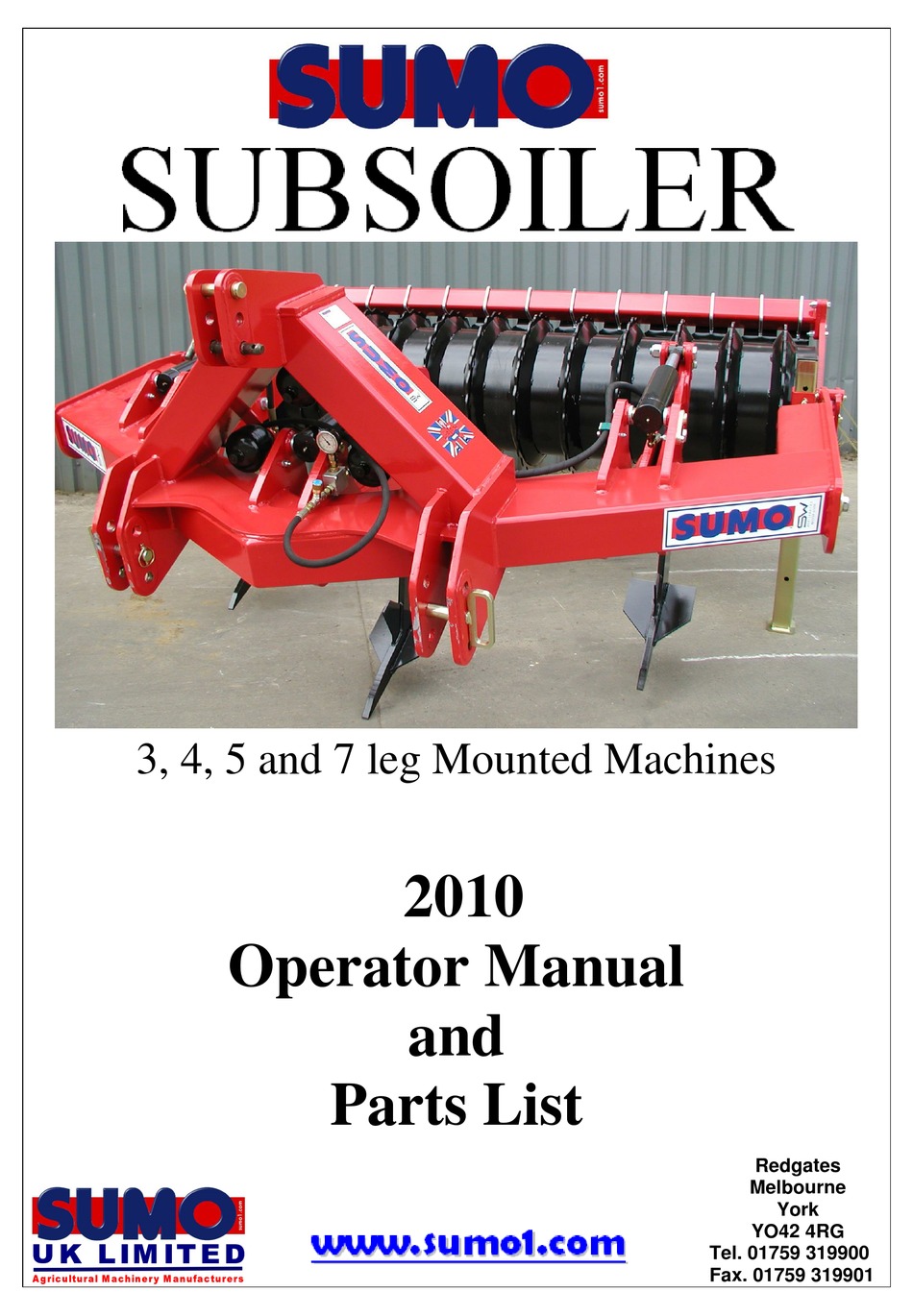 SUMO SUBSOILER OPERATOR'S MANUAL AND PARTS LIST Pdf Download | ManualsLib