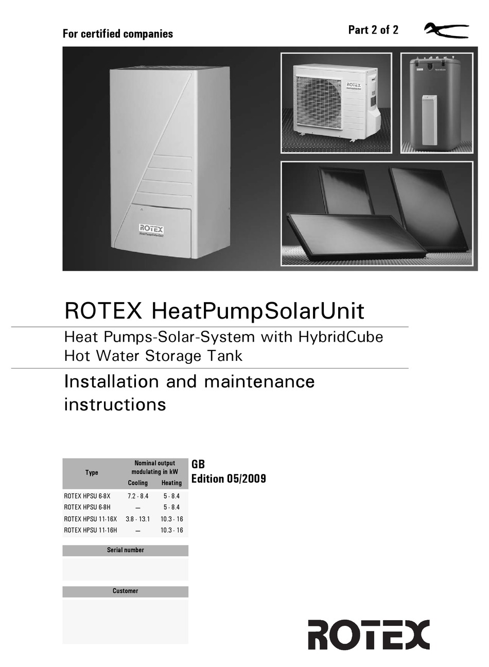 ROTEX HPSU 6 8X INSTALLATION AND MAINTENANCE INSTRUCTIONS MANUAL Pdf Download ManualsLib