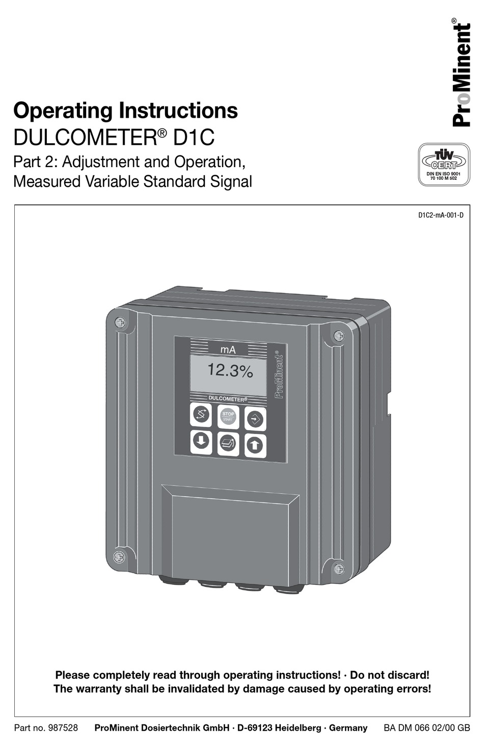 Prominent Duleter D1c Operating Instructions Manual Pdf Download Manualslib