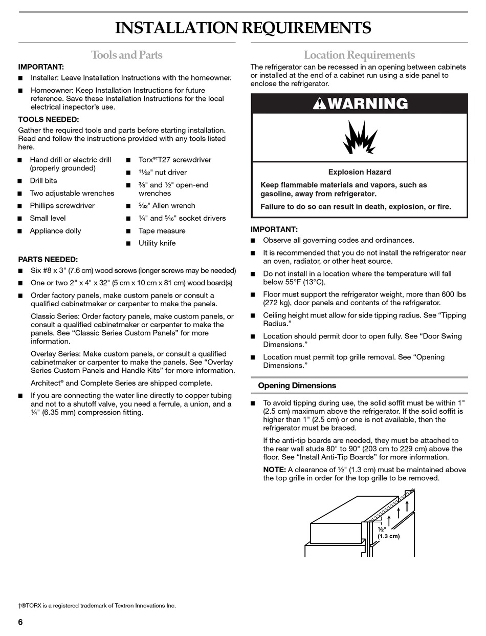 KITCHENAID KSSC48FT INSTALLATION REQUIREMENTS Pdf Download ManualsLib