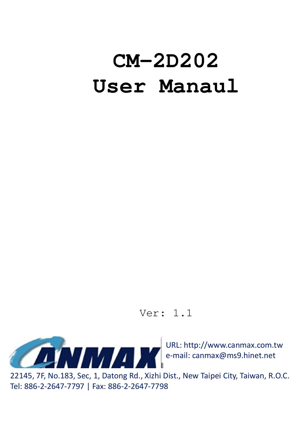 Canmax Cm 2d2 User Manual Pdf Download Manualslib