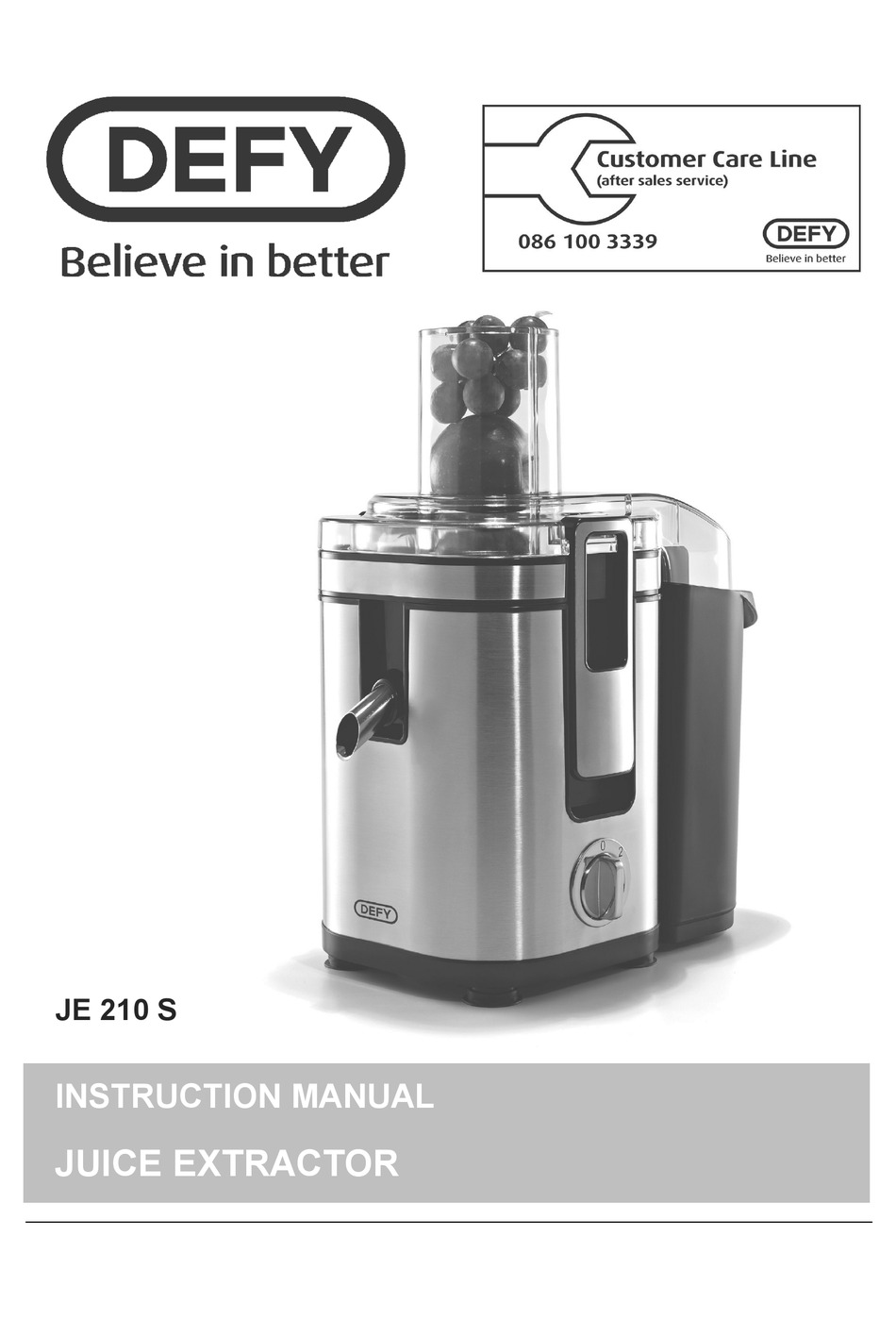 DEFY JE 210 S INSTRUCTION MANUAL Pdf Download ManualsLib