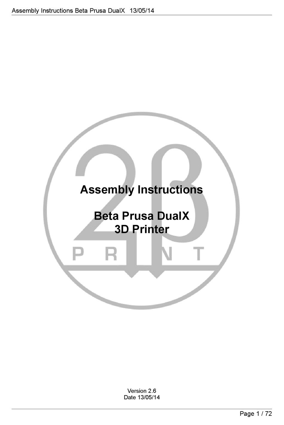 BETA PRUSA DUALX ASSEMBLY INSTRUCTIONS MANUAL Pdf Download ManualsLib