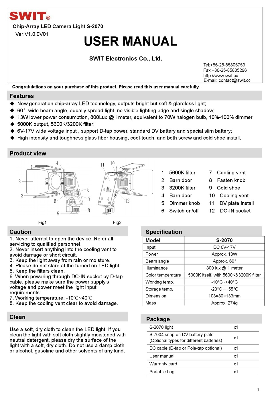 SWIT S-2070 USER MANUAL Pdf Download | ManualsLib