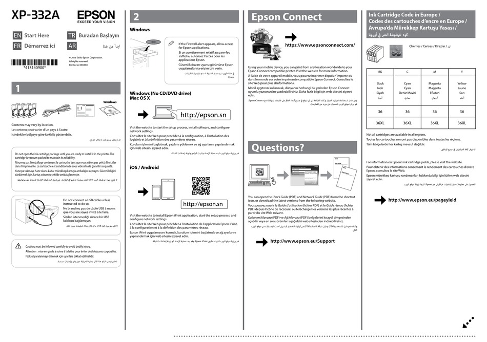 EPSON XP332A START HERE Pdf Download ManualsLib