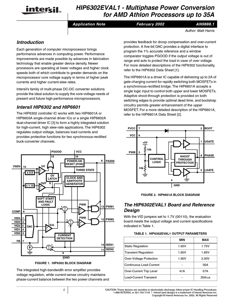 INTERSIL HIP6302EVAL1 APPLICATION NOTE Pdf Download | ManualsLib