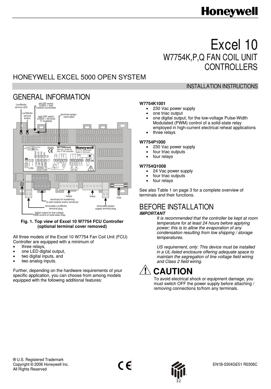 HONEYWELL EXCEL 10 INSTALLATION INSTRUCTIONS MANUAL Pdf Download