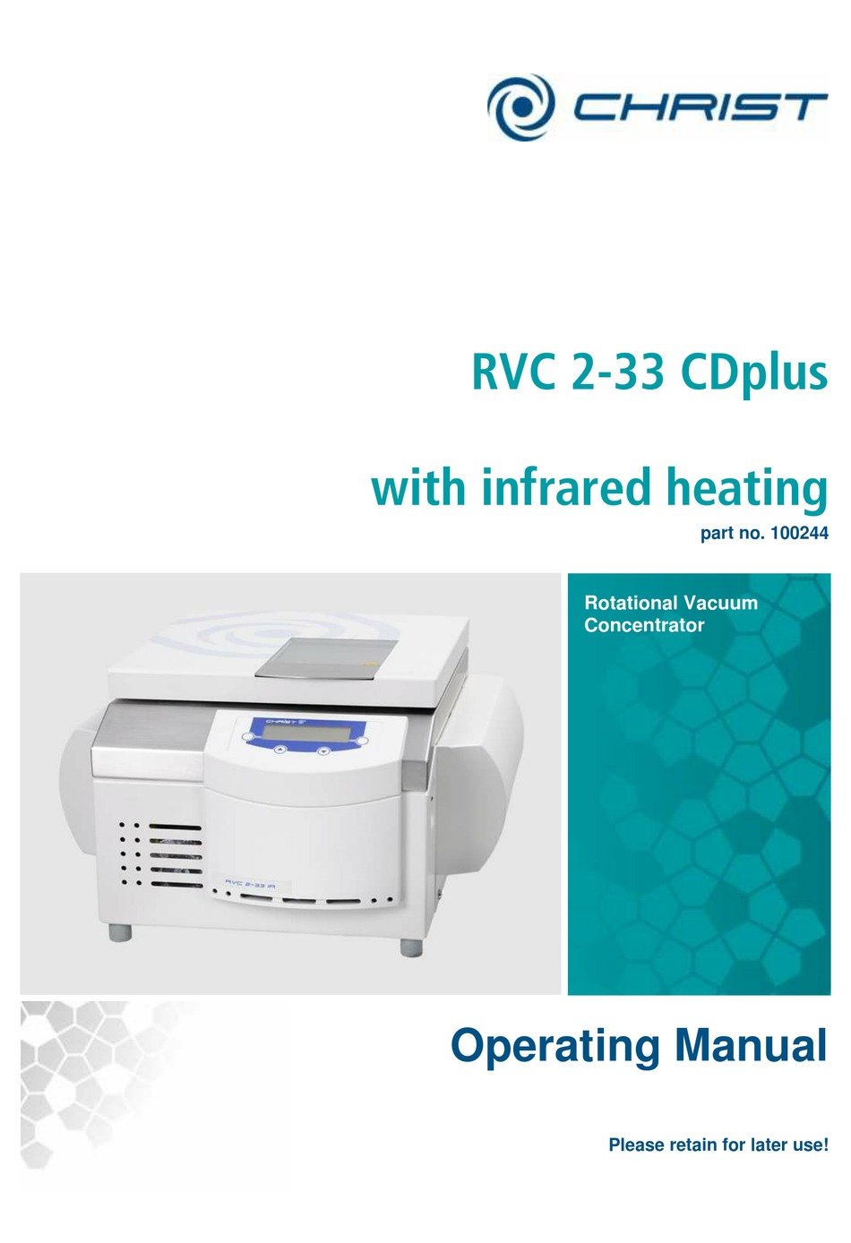 CHRIST RVC 233 CDPLUS OPERATING MANUAL Pdf Download ManualsLib