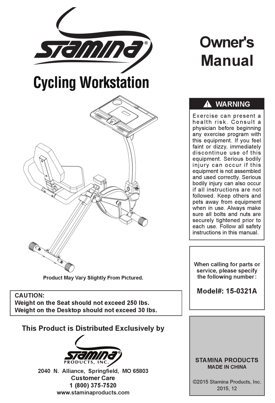 STAMINA 15-0321A OWNER'S MANUAL Pdf Download | ManualsLib