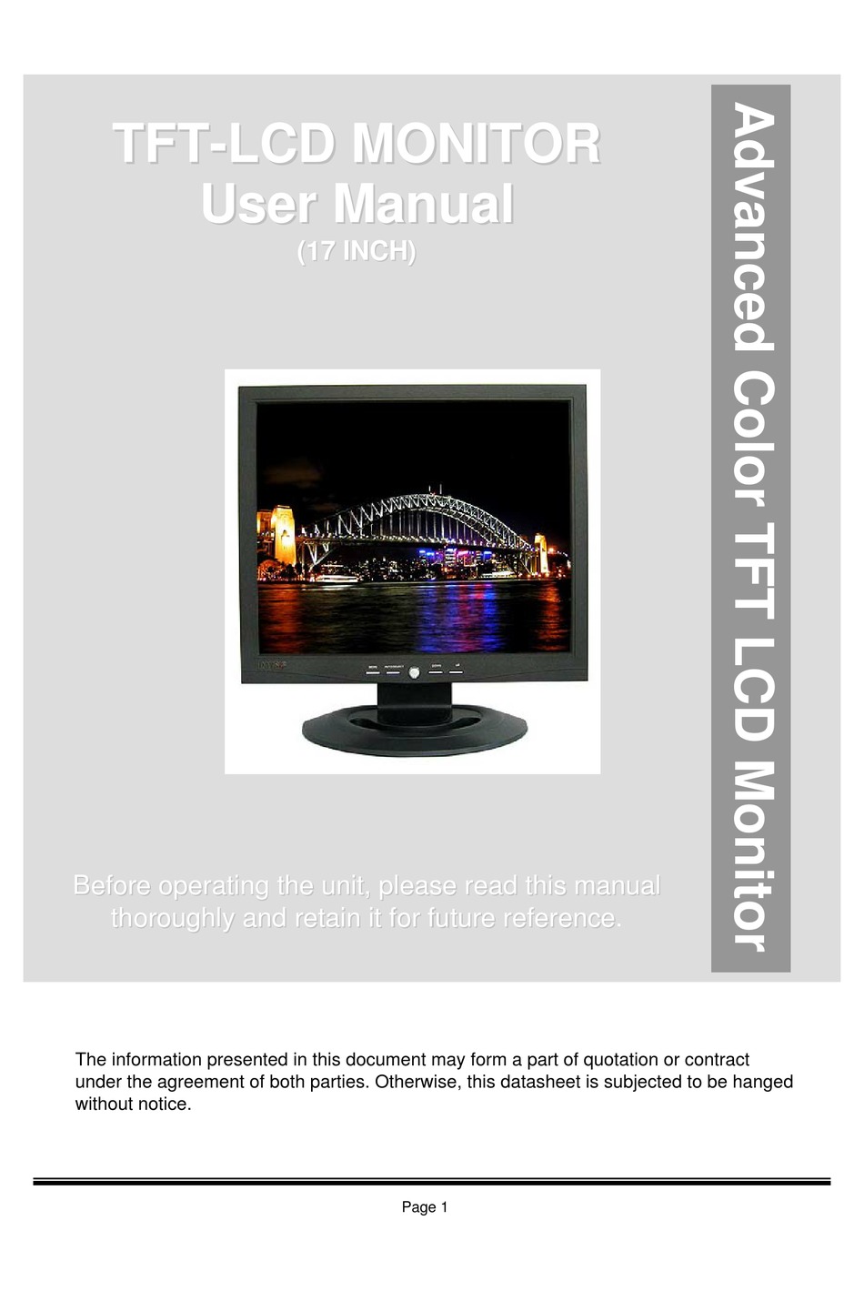 instructions for tft lcd color monitor quotation