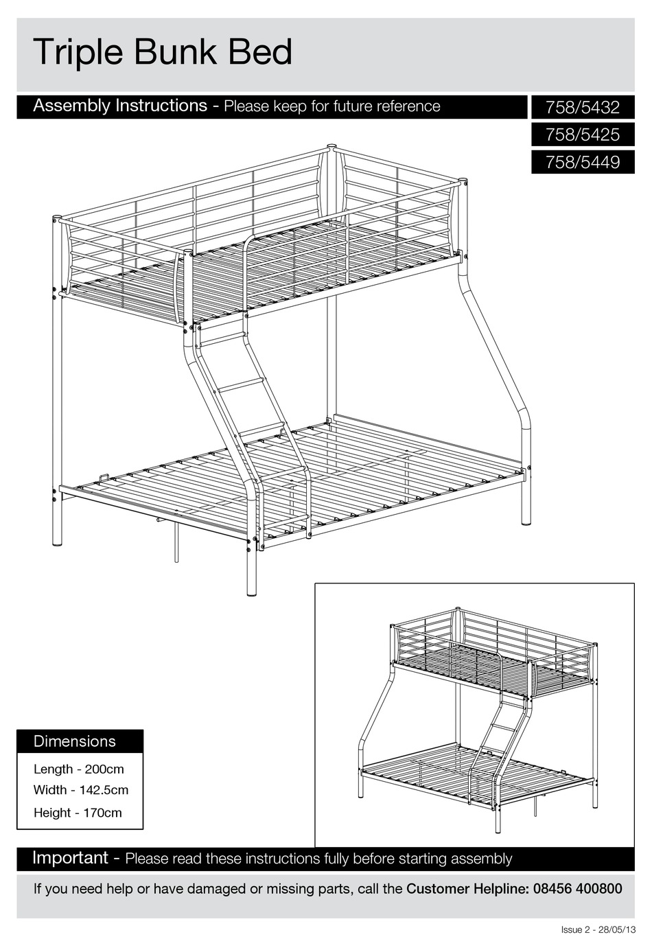 Argos 758 5432 Assembly Instructions, Metal Bunk Bed Parts List