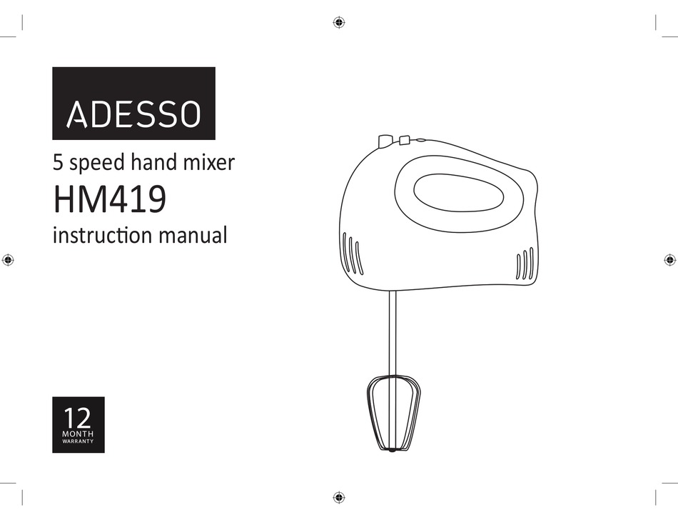 HOME ESSENTIAL HM-125458 Hand Mixer Instruction Manual