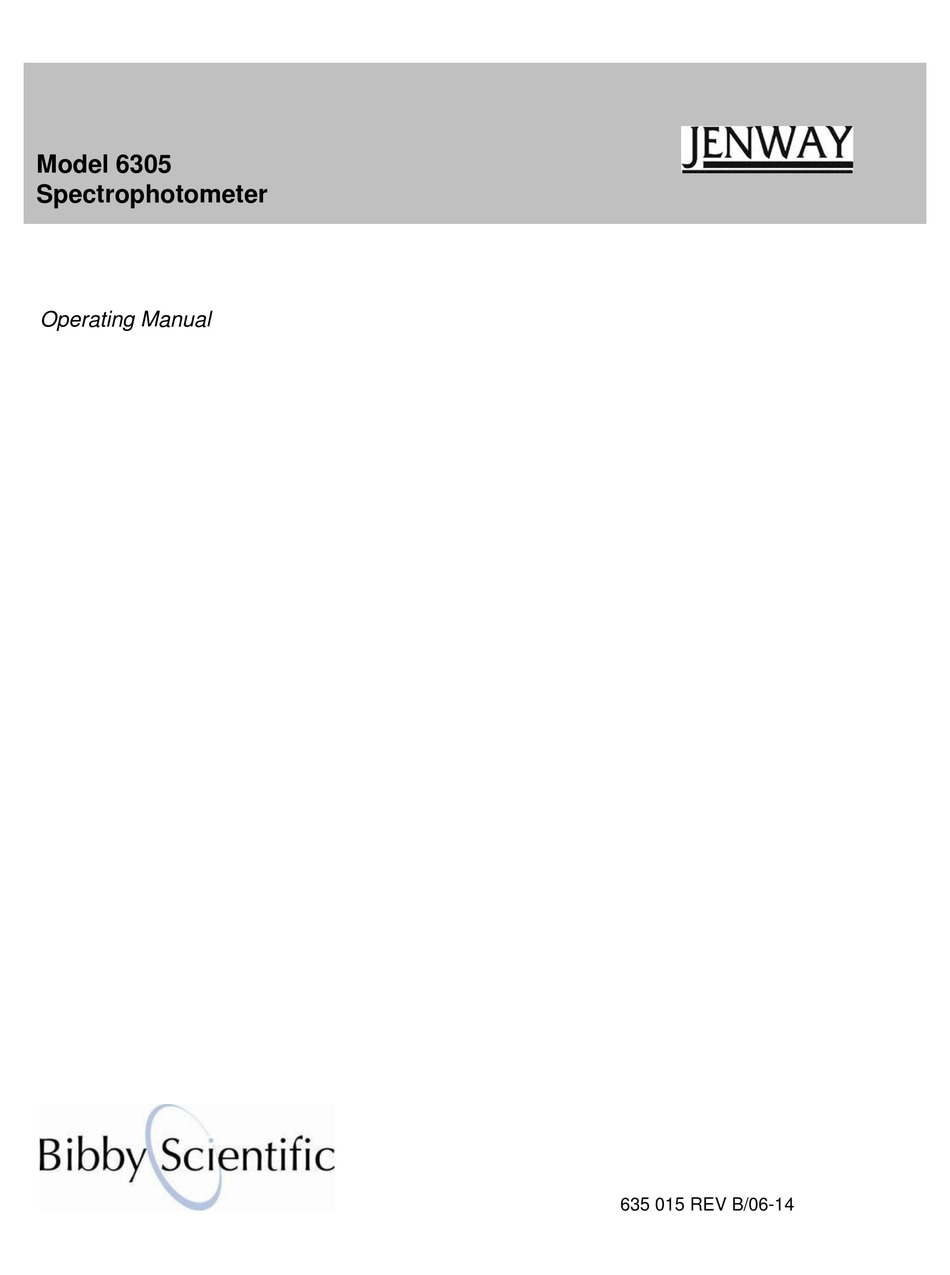 JENWAY 6305 OPERATING MANUAL Pdf Download ManualsLib