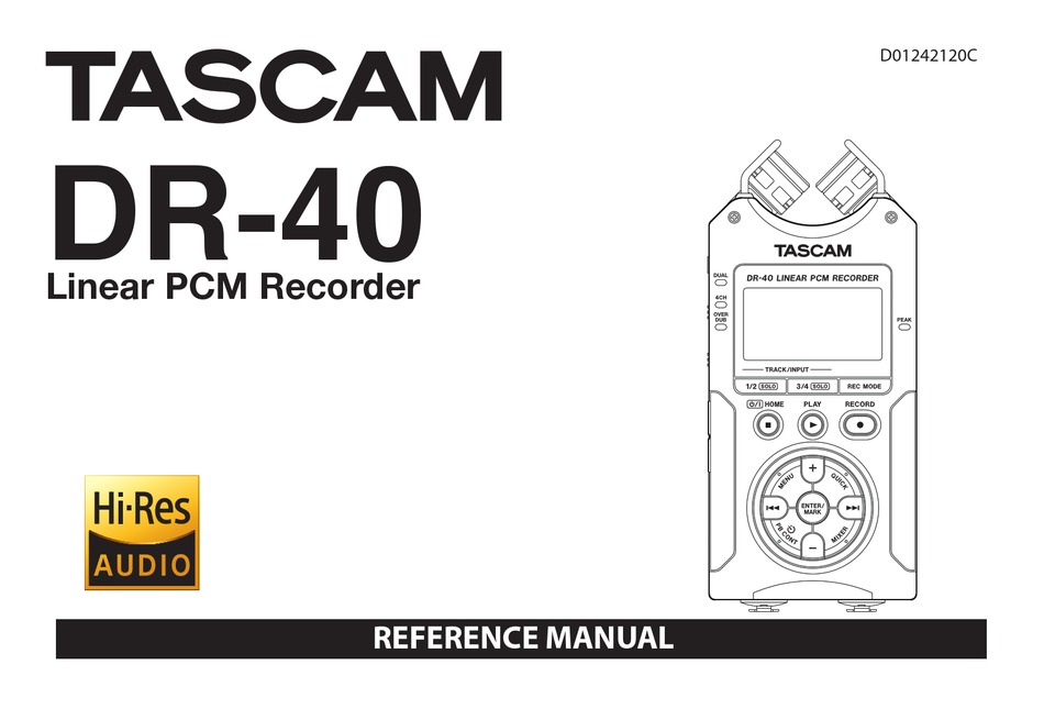 TASCAM DR40 REFERENCE MANUAL Pdf Download ManualsLib