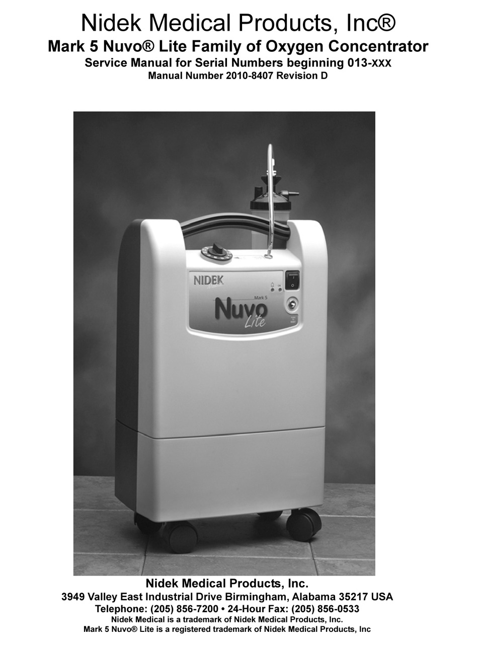 Nidek Medical Mark 5 Nuvo Lite Family Service Manual Pdf Download Manualslib