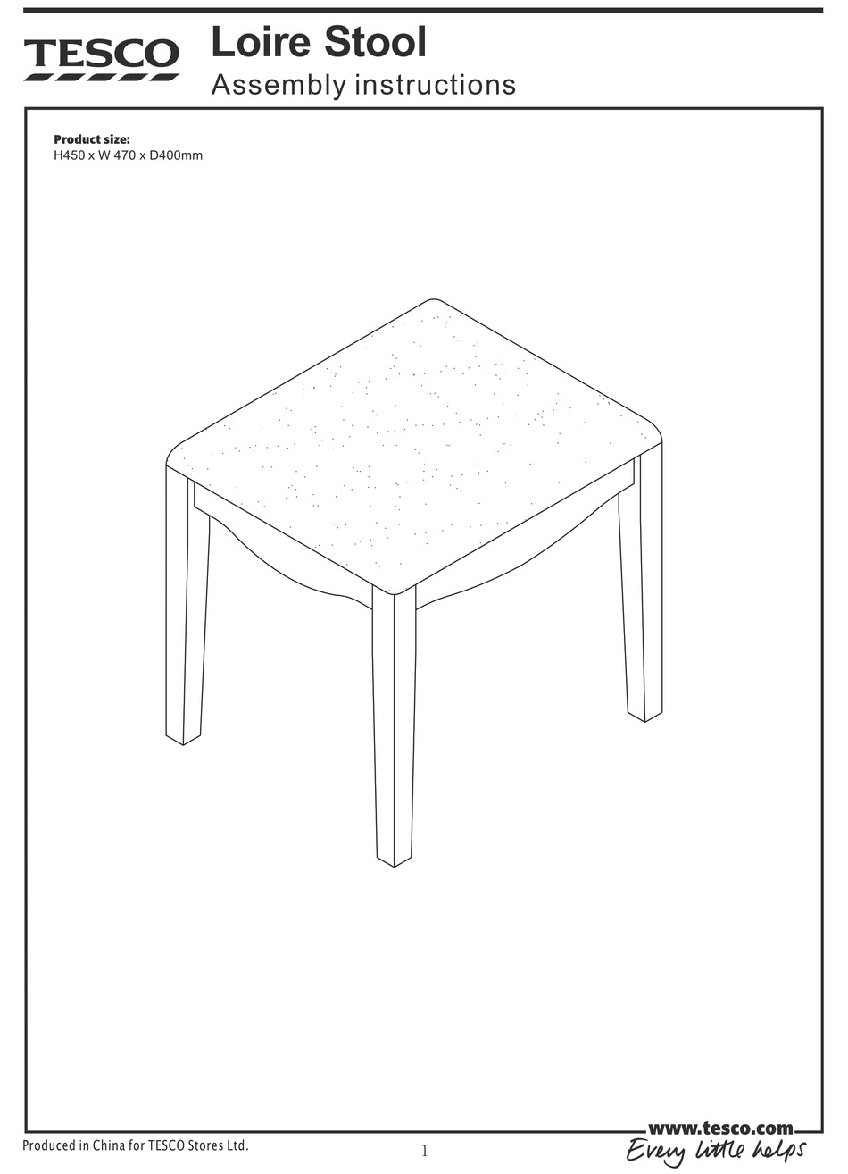 TESCO LOIRE STOOL ASSEMBLY INSTRUCTIONS Pdf Download ManualsLib