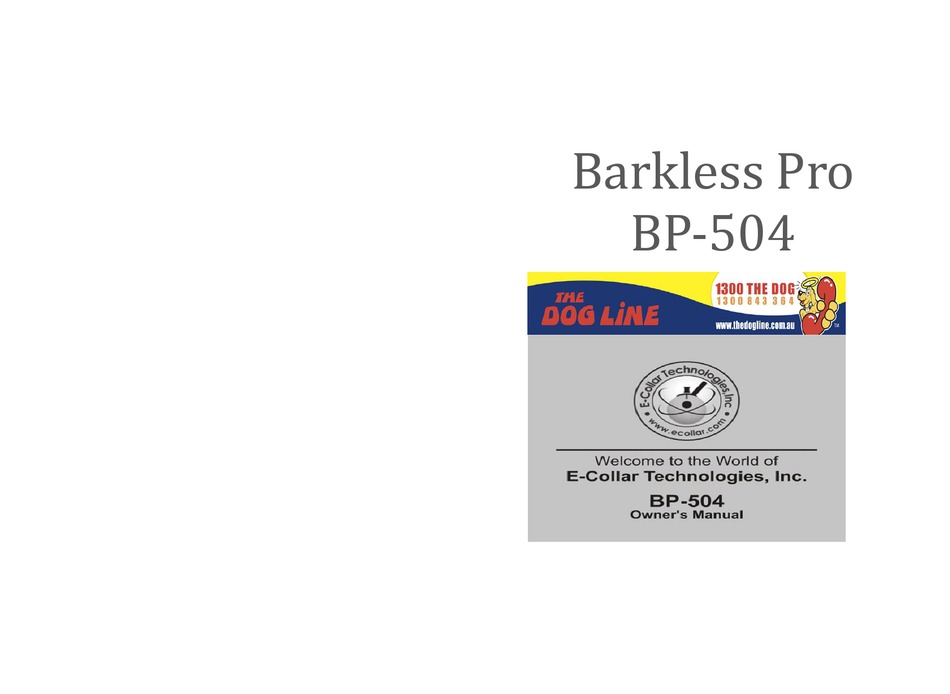ECOLLAR TECHNOLOGIES BARKLESS PRO BP504 OWNER'S MANUAL Pdf Download