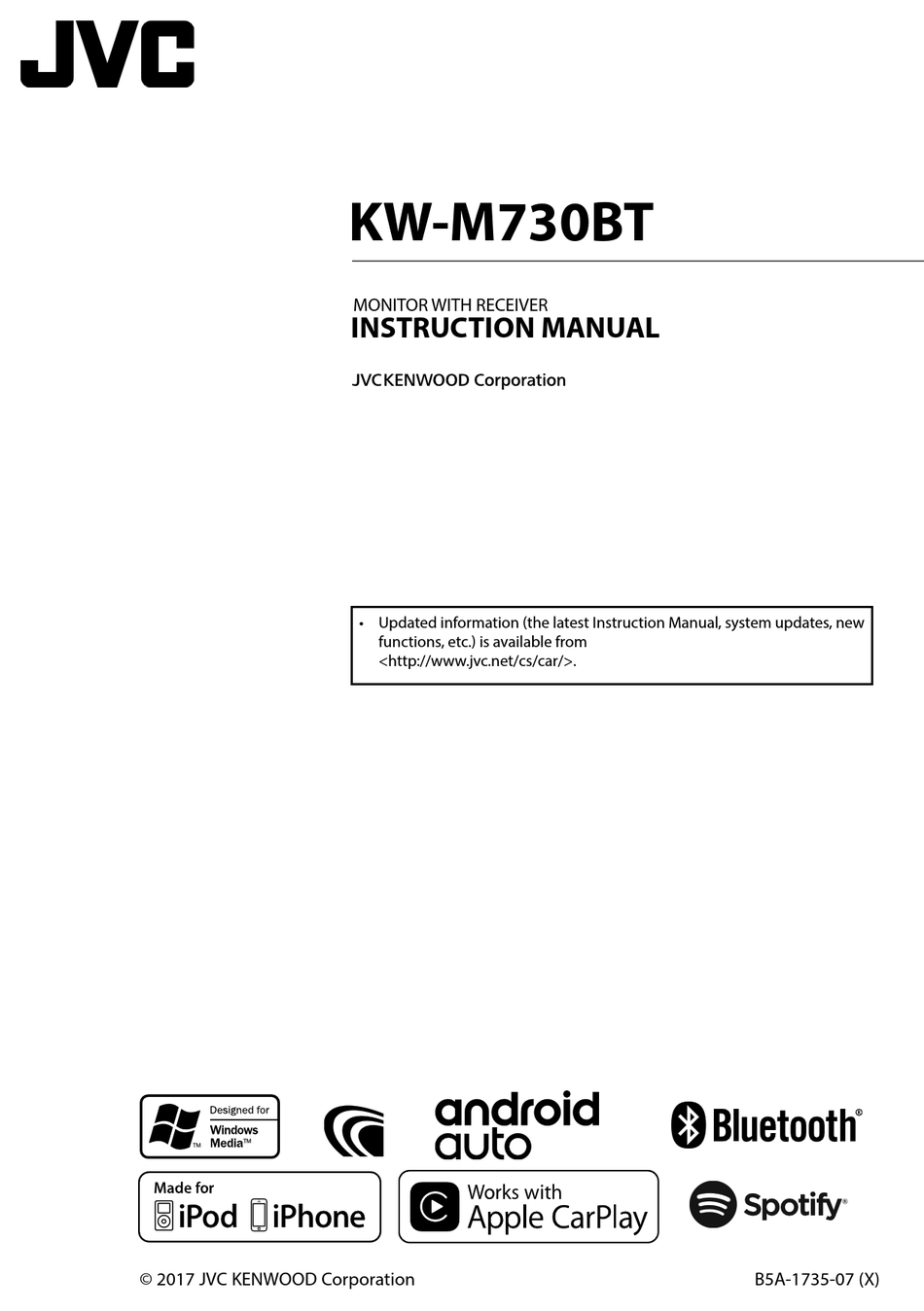 JVC KWM730BT INSTRUCTION MANUAL Pdf Download ManualsLib