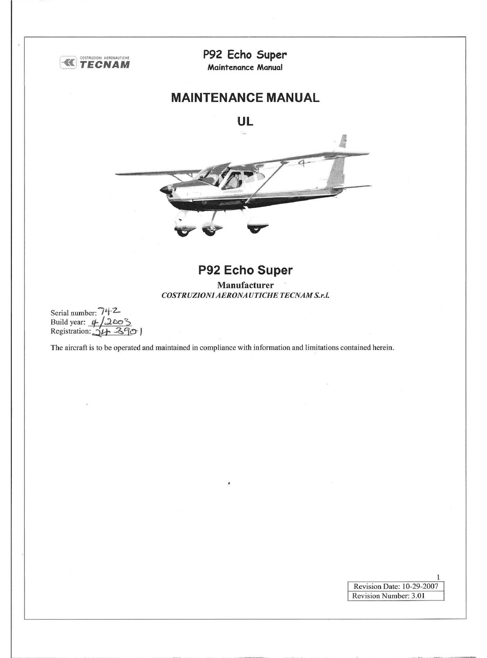 Tecnam P92 Echo Super Maintenance Manual Pdf Download Manualslib Tecnam P92 Echo Super Maintenance Manual Pdf Download Manualslib