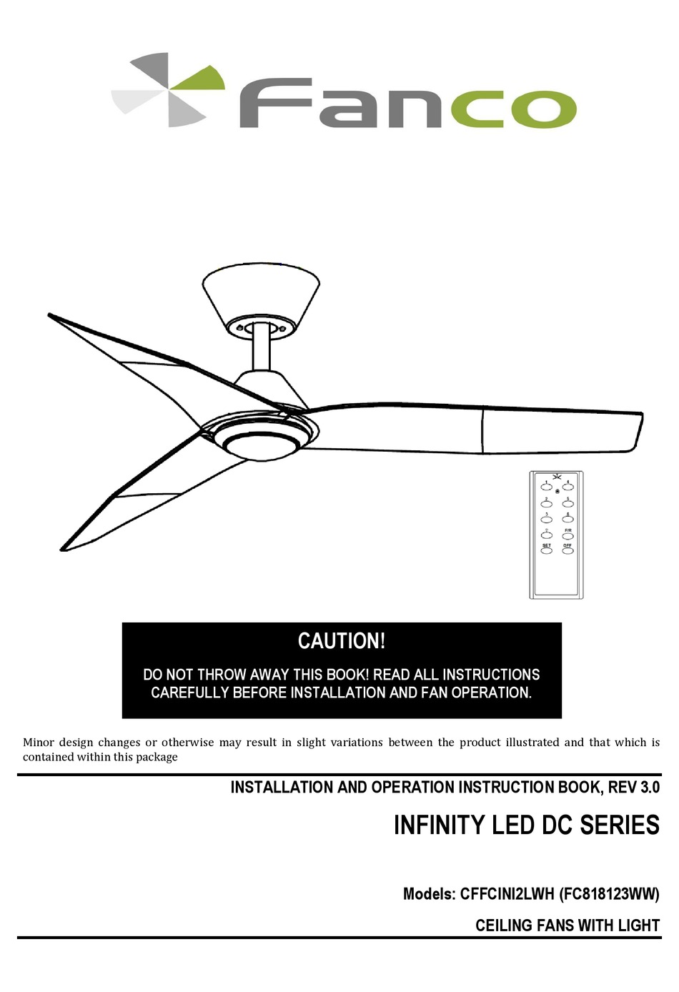 FANCO CFFCINI2LWH INSTALLATION AND 