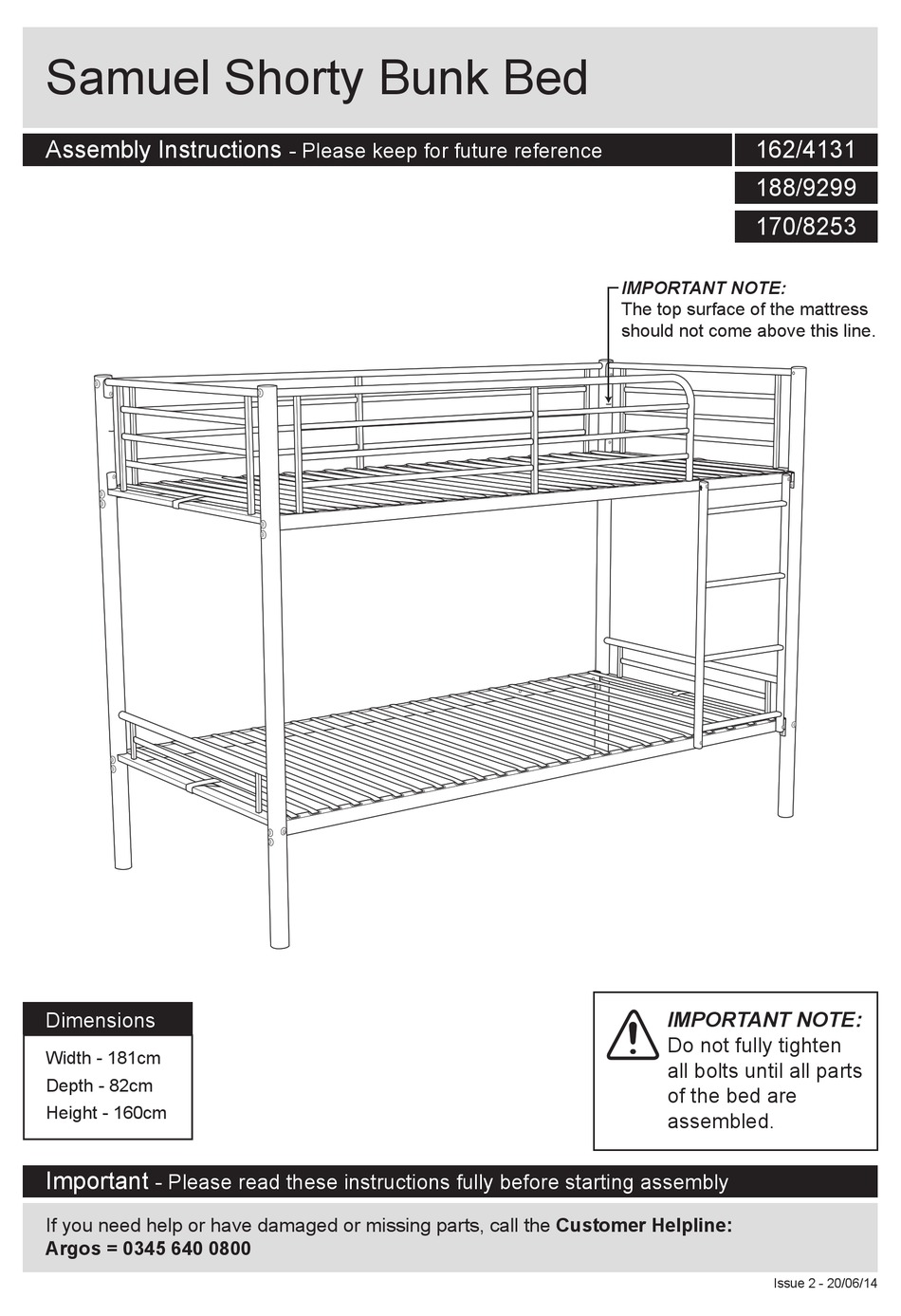 Argos Samuel Shorty Bunk Bed Assembly, Bunk Bed Instructions
