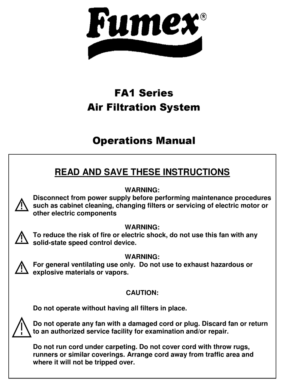 FUMEX FA1 SERIES OPERATION MANUAL Pdf Download ManualsLib
