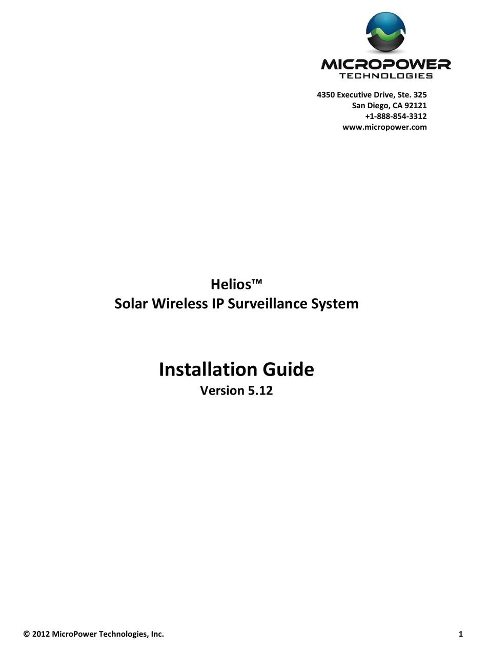 MICROPOWER TECHNOLOGIES HELIOS INSTALLATION MANUAL Pdf Download ...