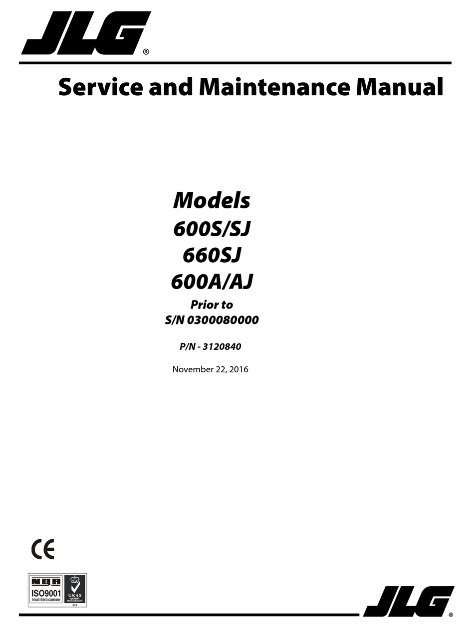 JLG 600SJ SERVICE AND MAINTENANCE MANUAL Pdf Download ManualsLib