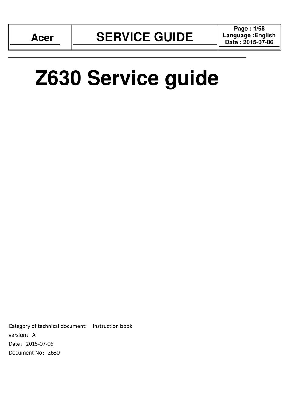 Acer Z630 Service Manual Pdf Download Manualslib