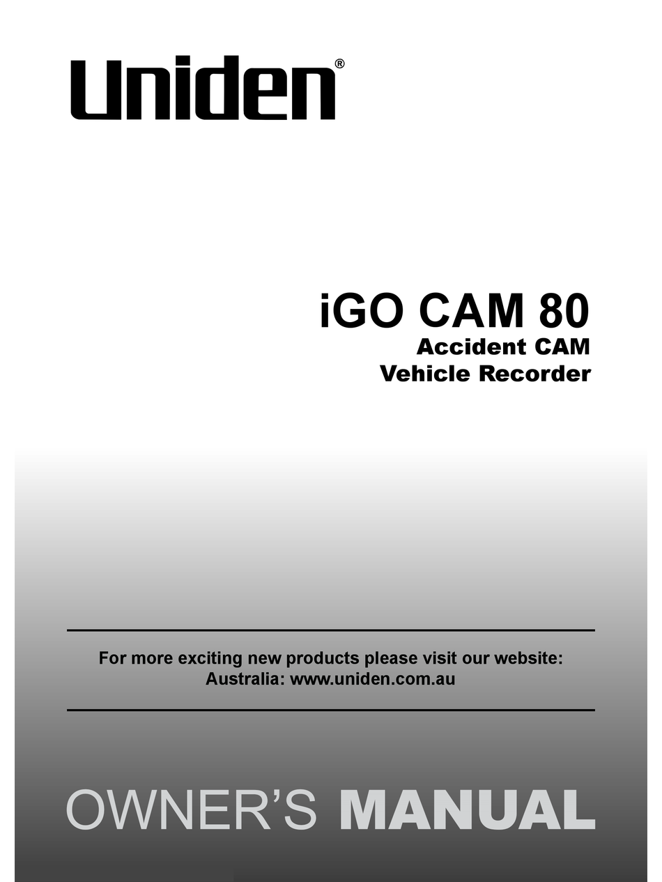 UNIDEN IGO CAM 80 OWNER'S MANUAL Pdf Download | ManualsLib