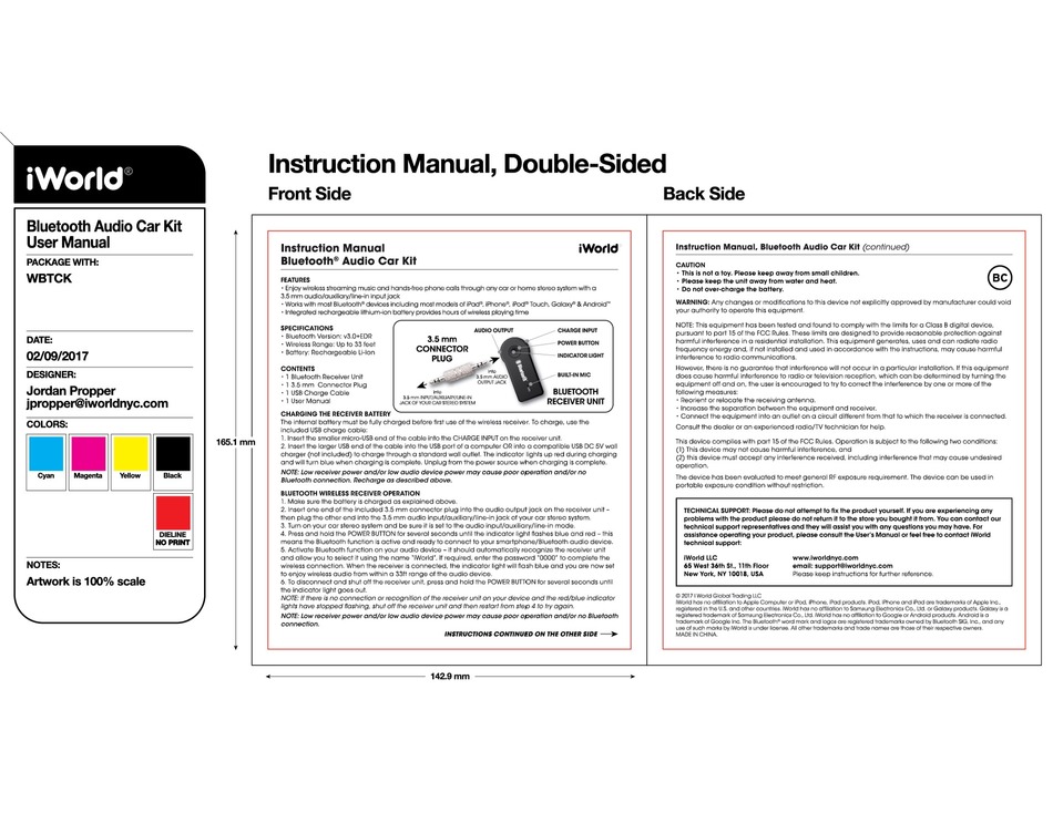 Blootstellen Perceptueel overschot IWORLD BLUETOOTH AUDIO CAR KIT USER MANUAL Pdf Download | ManualsLib