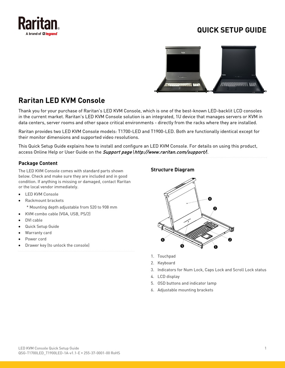 Baron Funktionsfejl Udstyre RARITAN T1700-LED QUICK SETUP MANUAL Pdf Download | ManualsLib