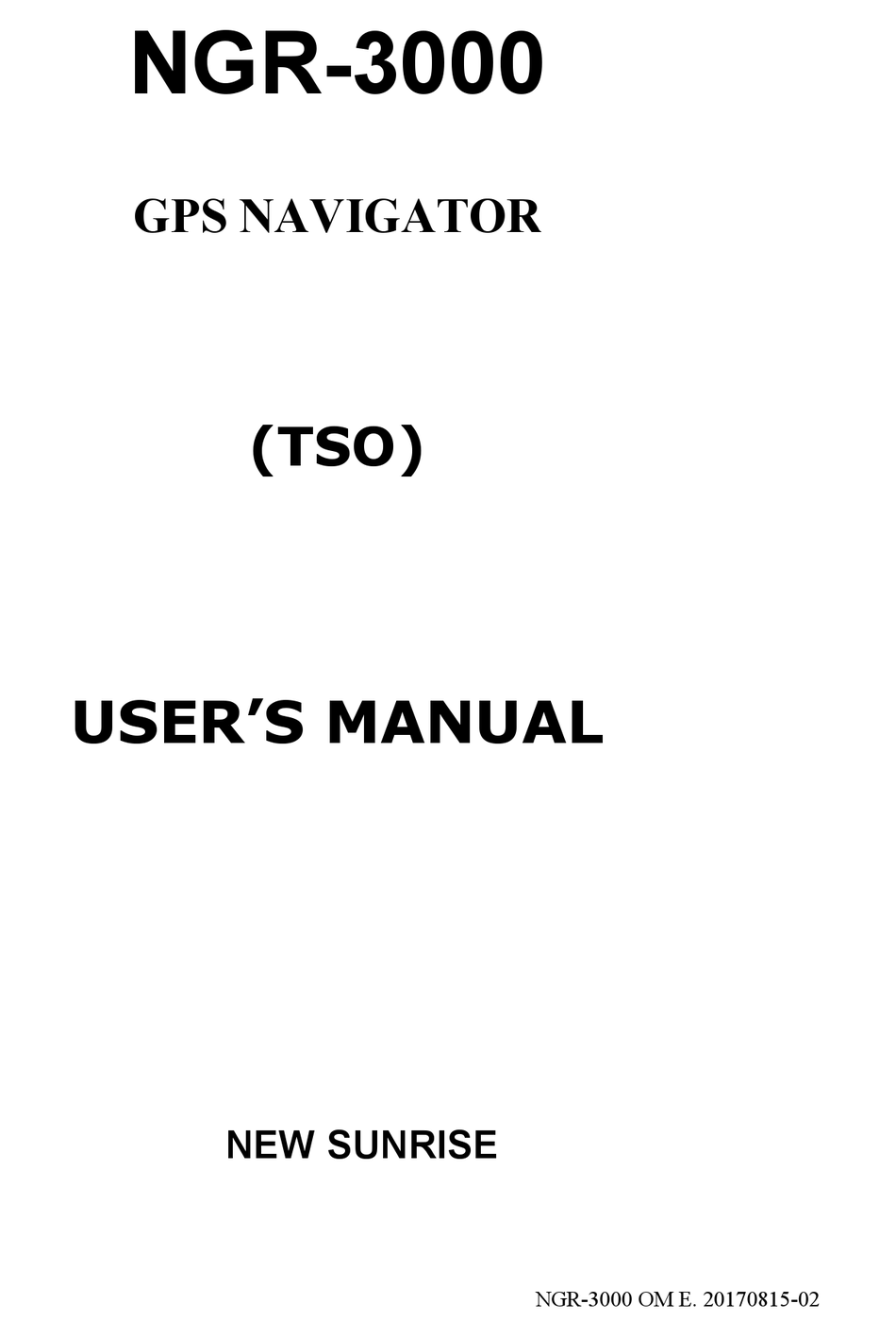 NEW SUNRISE NGR3000 USER MANUAL Pdf Download ManualsLib