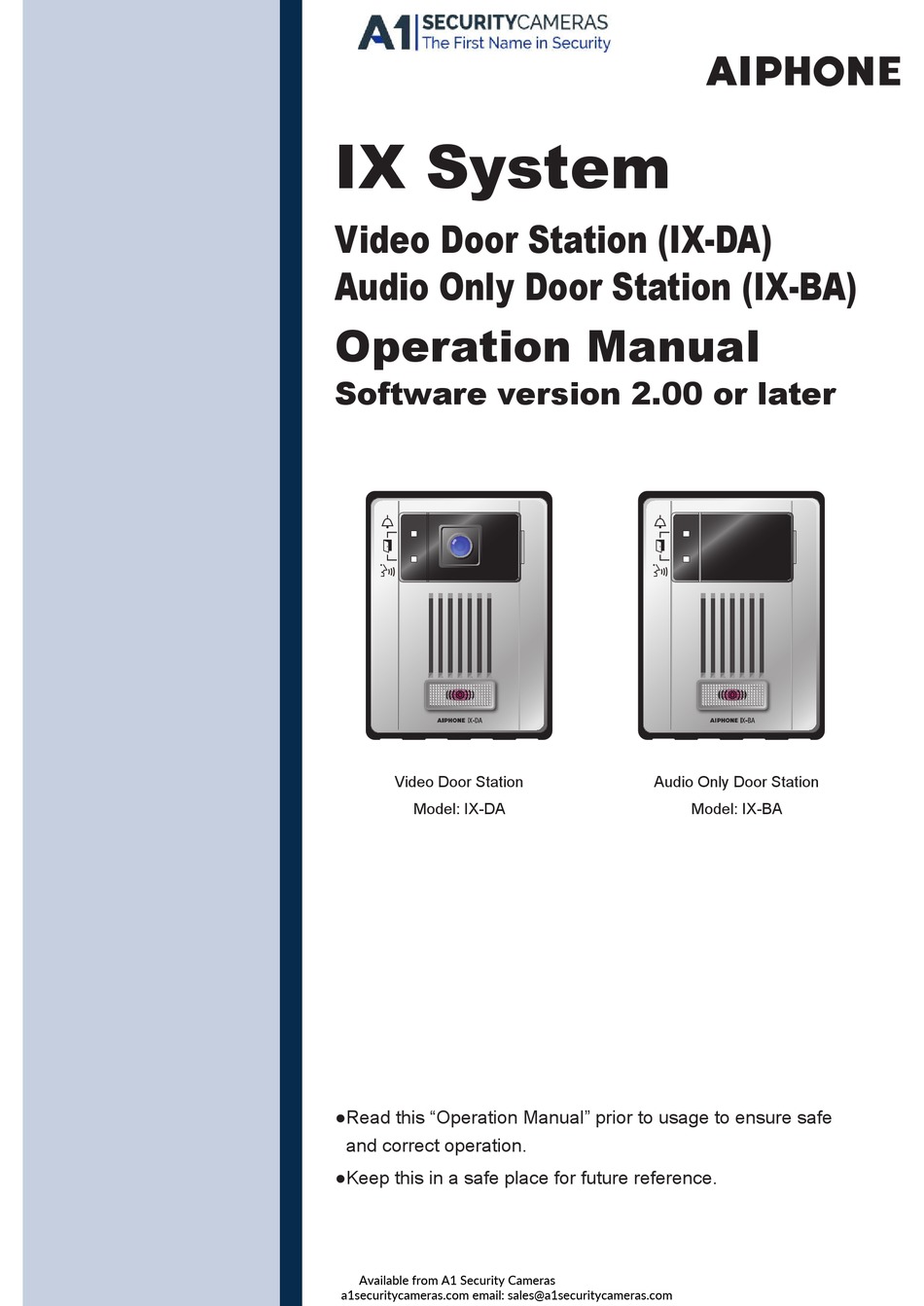 A1 SECURITY SYSTEMS IXDA OPERATION MANUAL Pdf Download ManualsLib