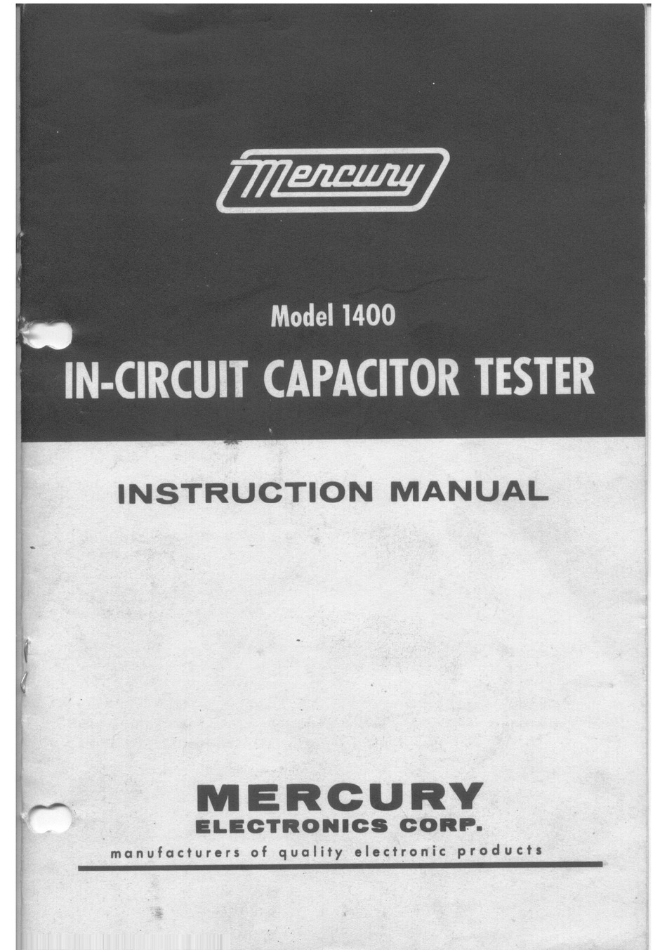 Mercury 1400 Instruction Manual Pdf Download Manualslib