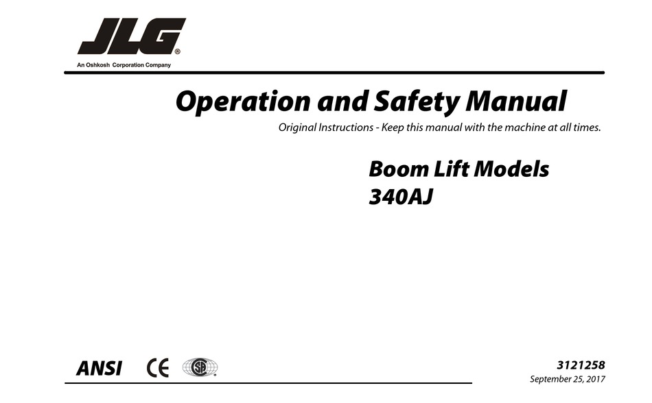 Jlg 340aj Operation And Safety Manual Pdf Download Manualslib