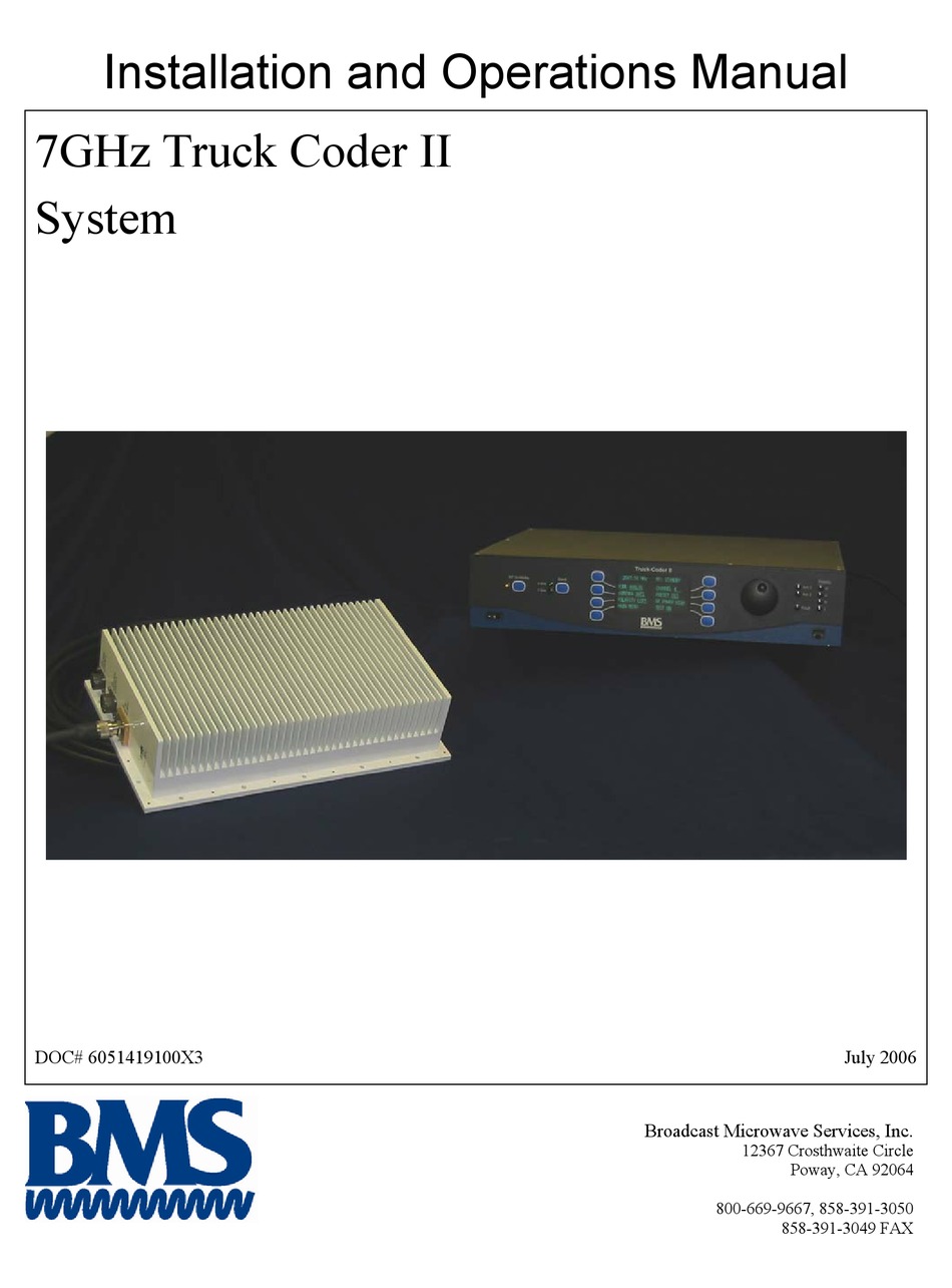 BMS TRUCKCODER II INSTALLATION AND OPERATION MANUAL Pdf Download ManualsLib