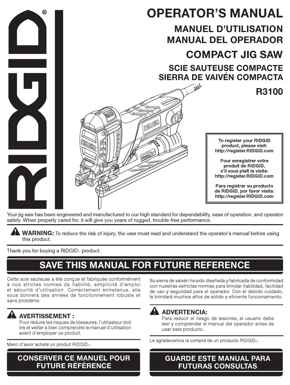 RIDGID R3100 OPERATOR'S MANUAL Pdf Download | ManualsLib
