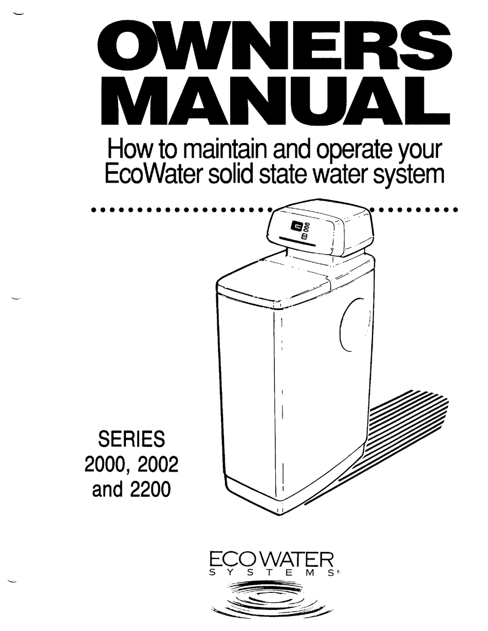 ECOWATER R20 OWNER'S MANUAL Pdf Download | ManualsLib