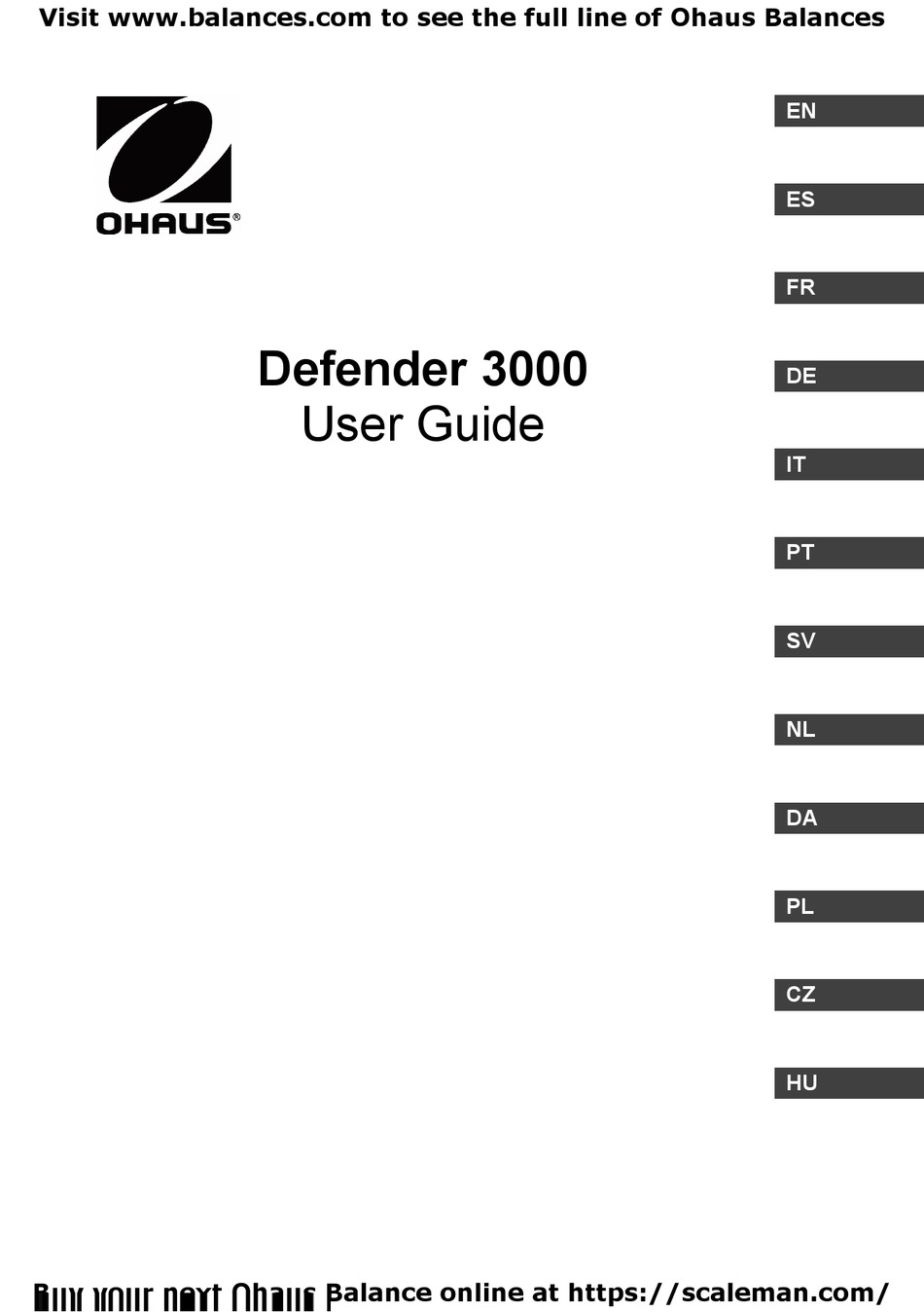 OHAUS DEFENDER 3000 SERIES USER MANUAL Pdf Download ManualsLib