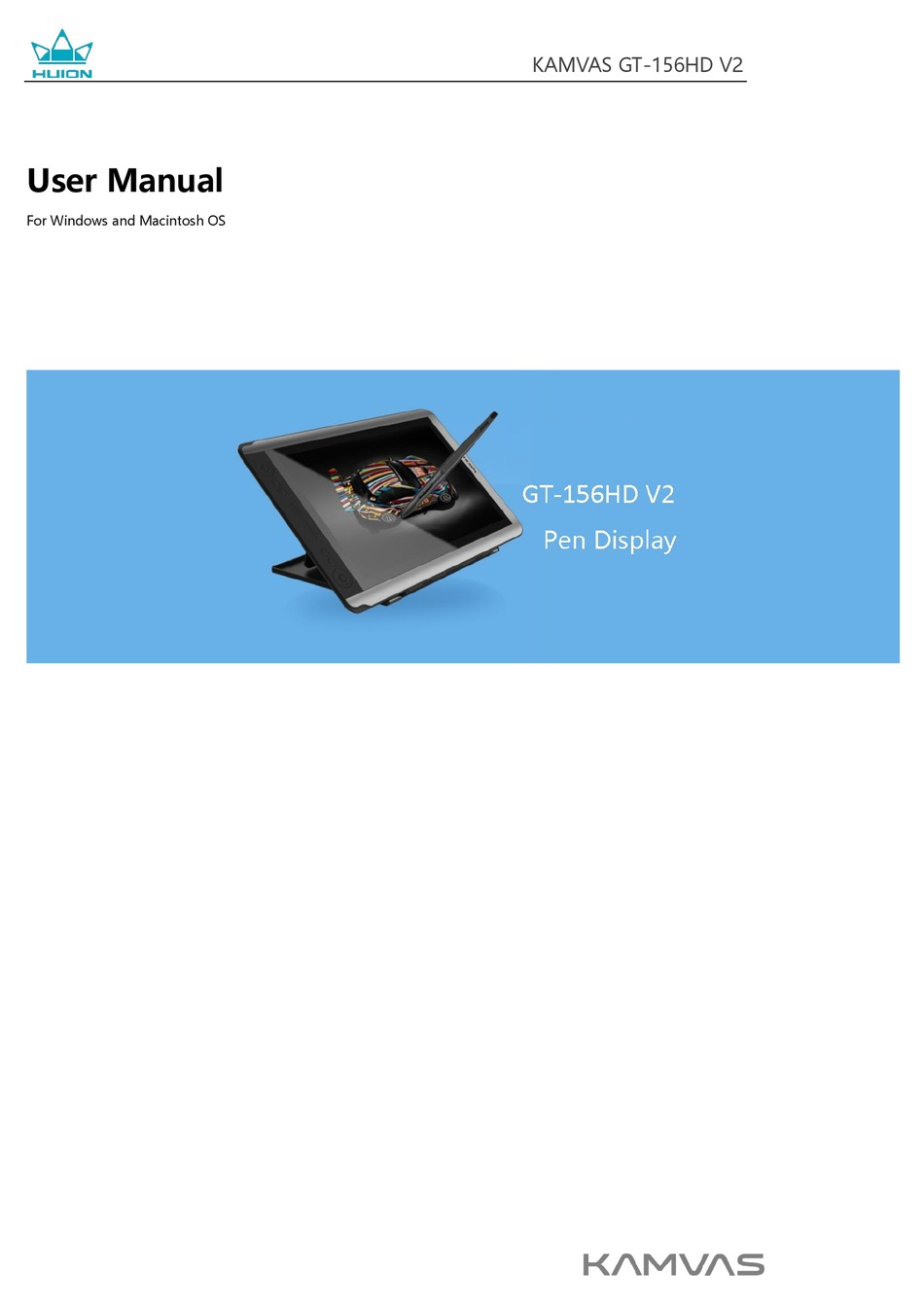 Huion Kamvas Gt 156hd V2 User Manual Pdf Download Manualslib