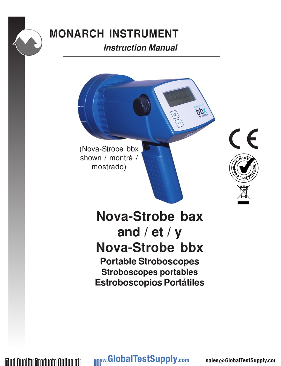 Monarch Nova-Strobe BAX 115 Digital Portable Stroboscope with Spare Lamp and Latching Carrying Case 7.81 H X 9 L X 3.66 W