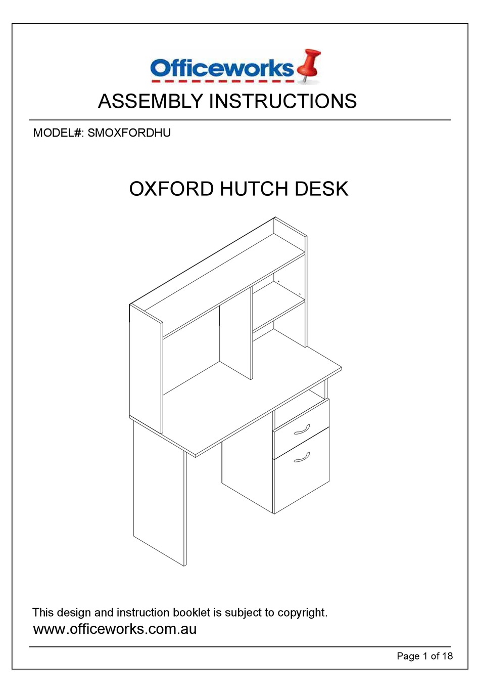 officeworks oxford hutch desk